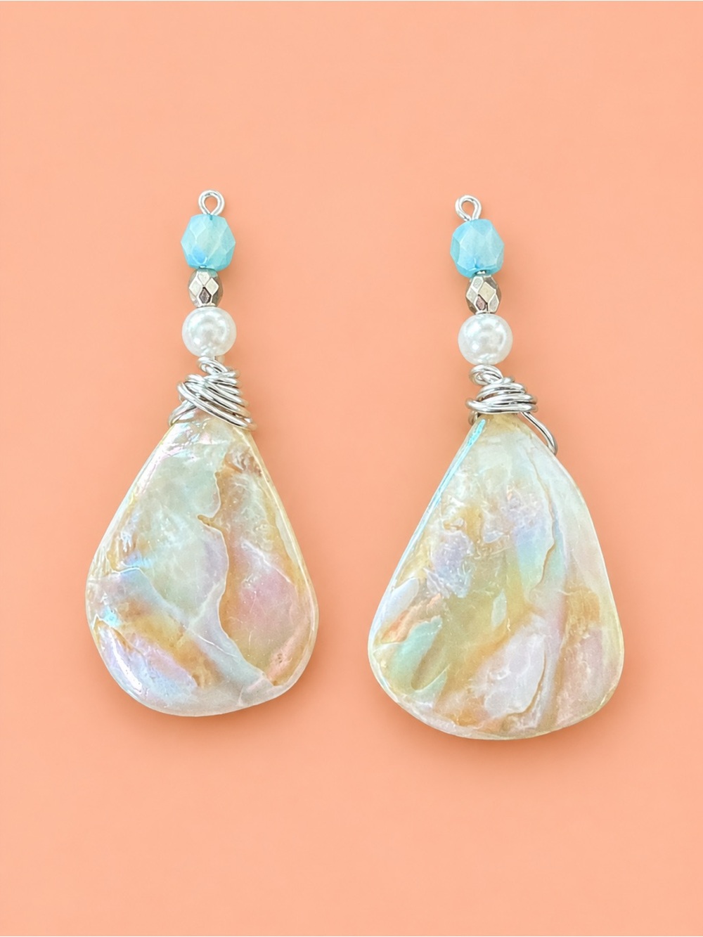 Handcrafted Iridescent Teardrop Statement Earrings - Multicolor